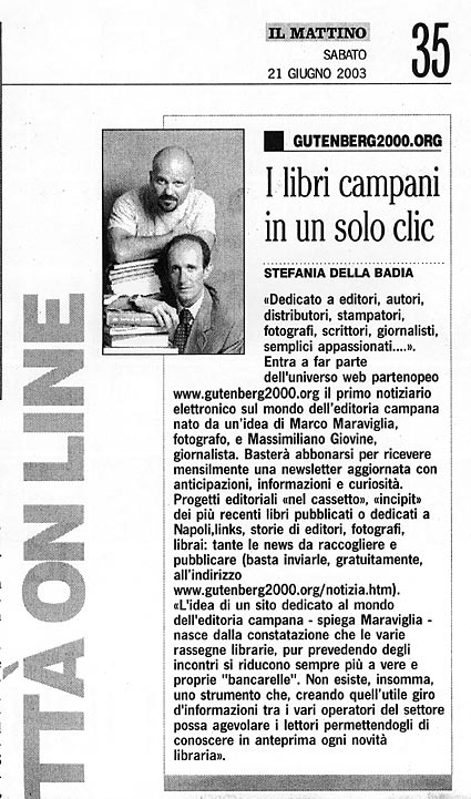 "IL MATTINO" del 21 giugno 2003